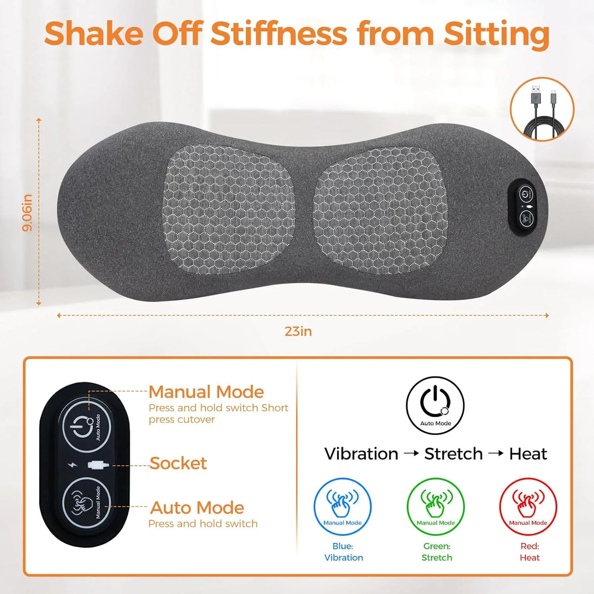 3-in-1 Lumbar Massage Cushion